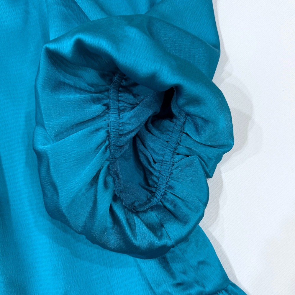 Lilly Pulitzer Blakelynn Elbow Sleeve Top Blue Rhapsody Teal Size 6 Balletcore - Picture 7 of 8